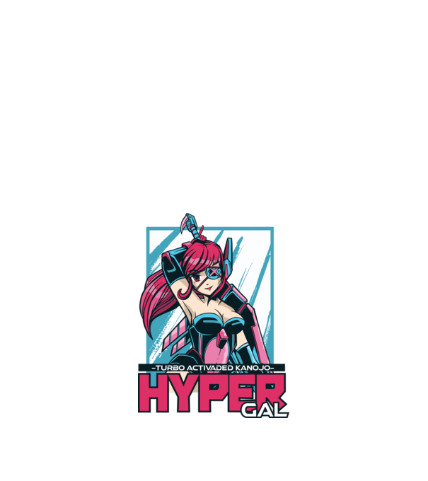 Hyper Gal - Fată Anime model negru pe tricou