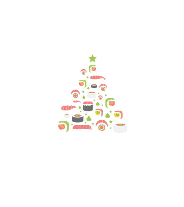 Pom de Crăciun Sushi model verde pe tricou