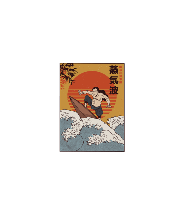 Samurai Surf model negru pe tricou