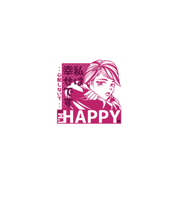 'I''m happy fată Anime antisocială' model negru pe tricou
