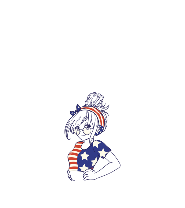 fată Americană Anime model alb pe tricou