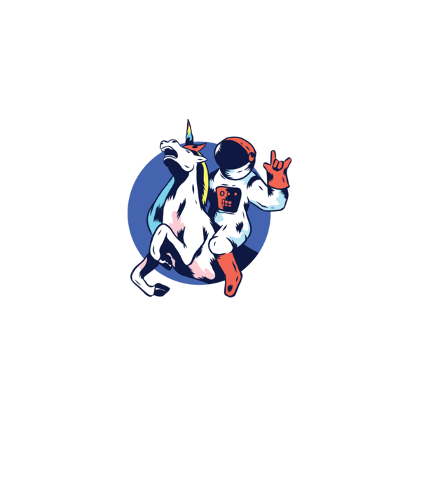 Unicorn Astronaut model alb pe tricou