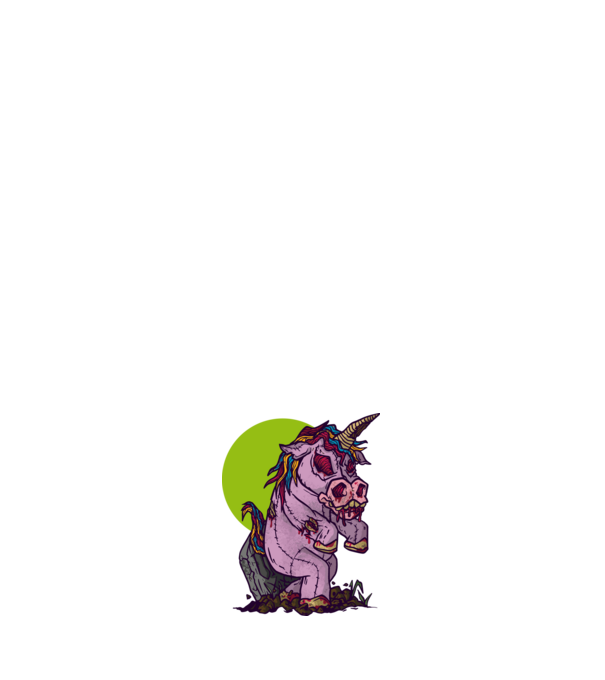 Zombie unicorn model albastru închis pe tricou