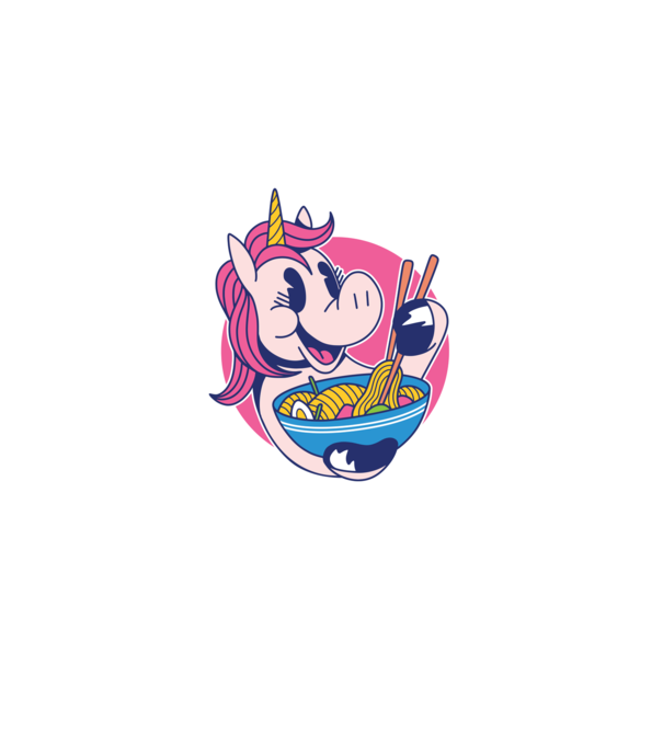Unicorn Ramen model negru pe tricou