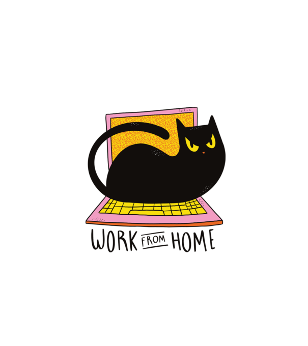 Home offfice cu pisică model turcoaz pe tricou