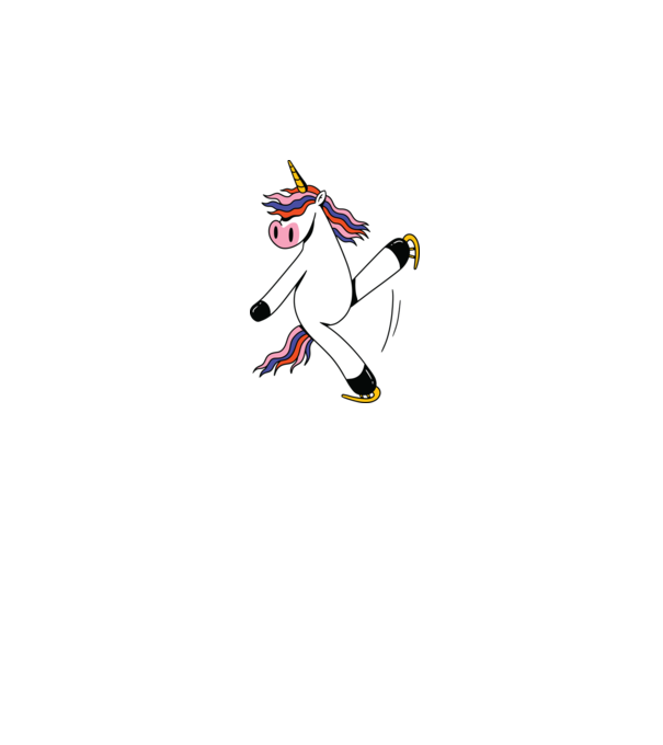 Unicorn cu Patine model alb pe tricou