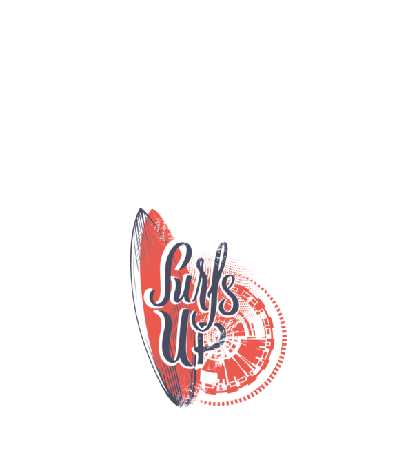 Surfs up model alb pe tricou