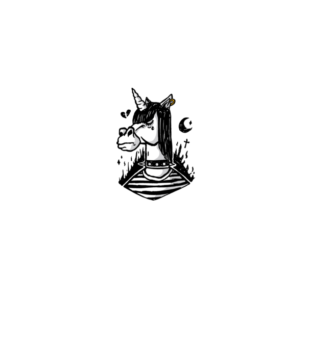 Emo unicorn model gri pe tricou