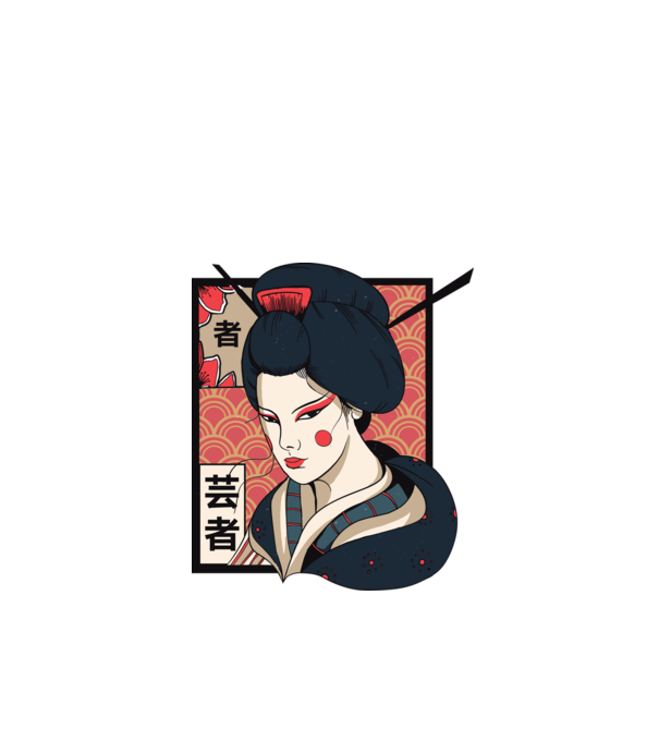 Geisha Japonia model alb pe tricou