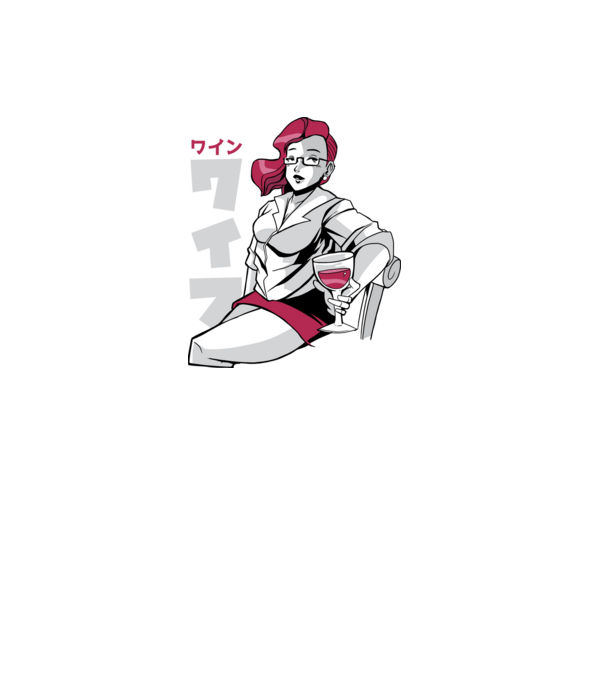 Anime fată cu vin model mov pe tricou