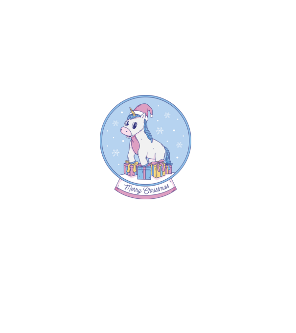 Glob de zăpadă drăguț, de Crăciun, cu Unicorn model albastru închis pe tricou