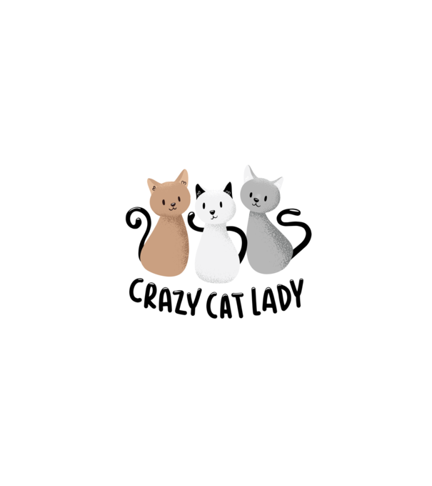 Crazy Cat Lady - fată nebună cu pisică model alb pe tricou