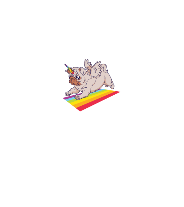 Pugicorn - mops unicorn model albastru închis pe tricou