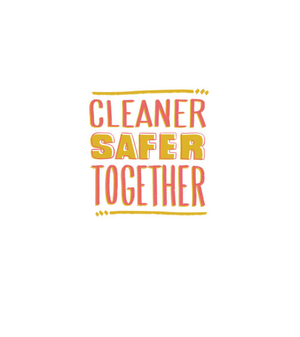 Cleaner Safer Together model alb pe tricou