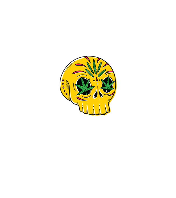 Marijuana Craniu model negru pe tricou