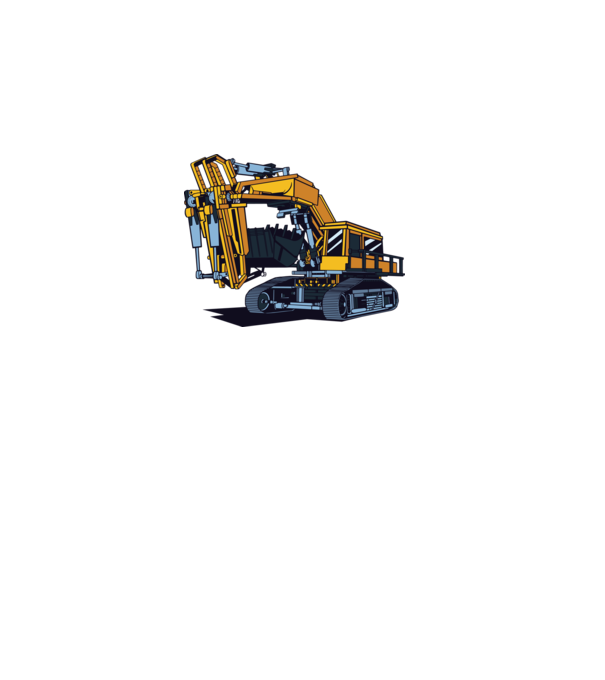 Excavator model gri pe tricou