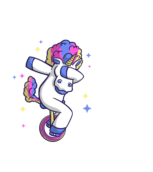 Unicorn pe monociclu model negru pe tricou