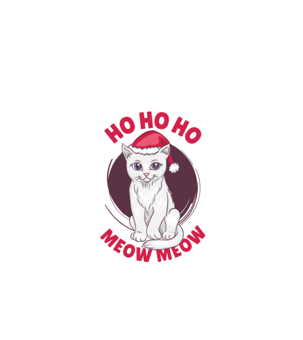 Ho Ho Ho Ho Ho Ho Ho Meow Meow Crăciun cu pisică model alb pe tricou
