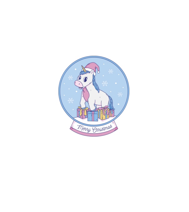 Glob de zăpadă drăguț, de Crăciun, cu Unicorn model mov pe tricou