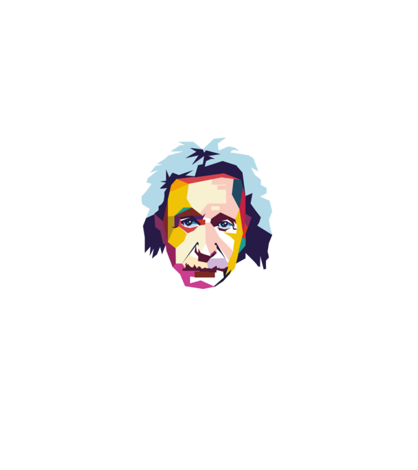 Einstein abstract model alb pe tricou