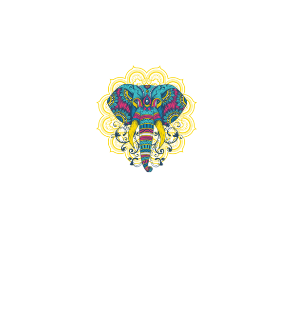 Elefant Mandala Colorat model albastru închis pe tricou