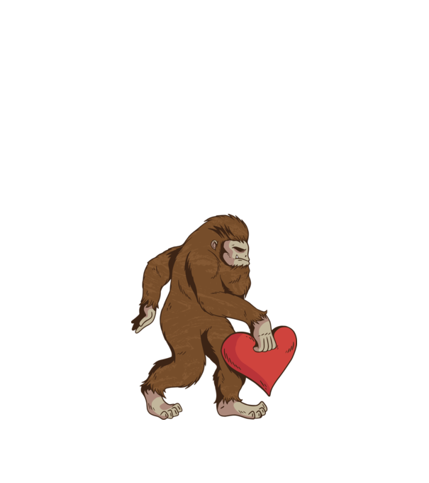 Bigfoot Yeti cu inimă model alb pe tricou