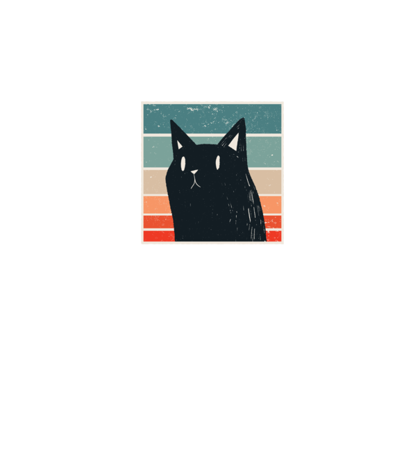 Pisică retro model negru pe tricou