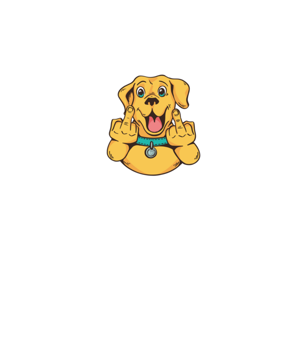 Golden Retriever arată degetul model negru pe tricou