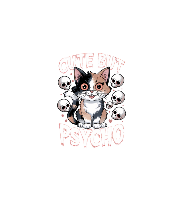 Cute, but Psycho pisică Negru model negru pe tricou