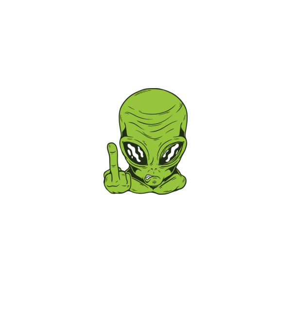 Alien arată degetul model negru pe tricou