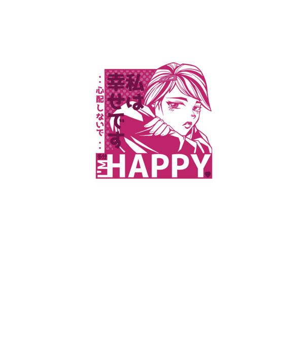 'I''m happy fată Anime antisocială' model negru pe tricou
