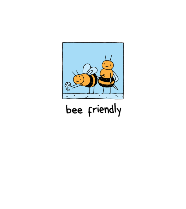 Bee friendly model alb pe tricou