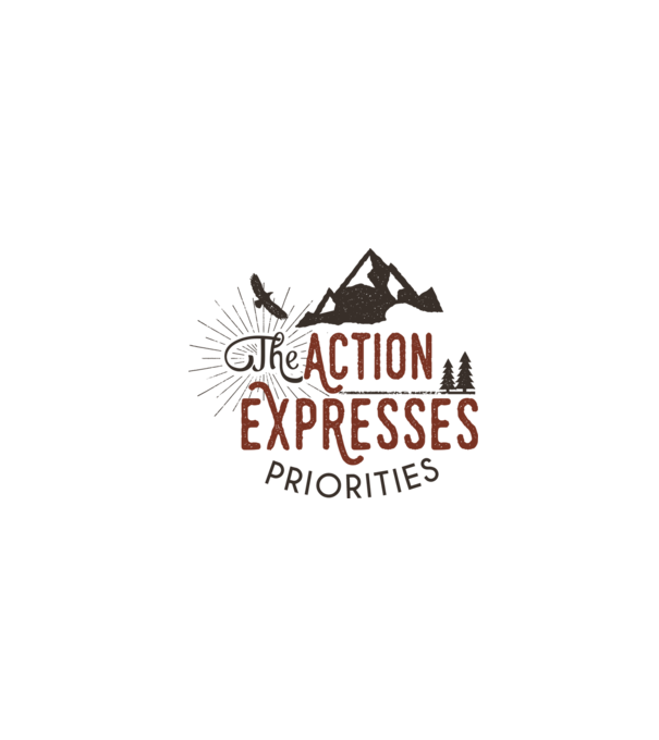 The action expresses priorities model alb pe tricou