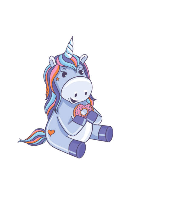 Unicorn cu gogoașă model negru pe tricou