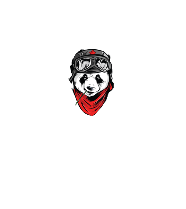 Panda Gerilla model negru pe tricou