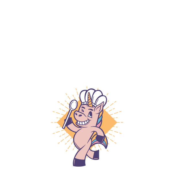 Unicorn Bucătar model alb pe tricou