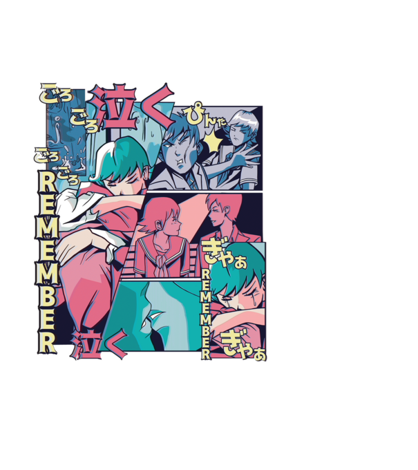 Anime Vaporwave benzi desenate model negru pe tricou