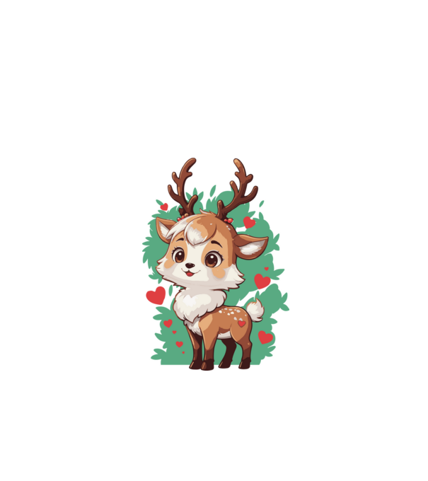 Valentine Deer model alb pe tricou