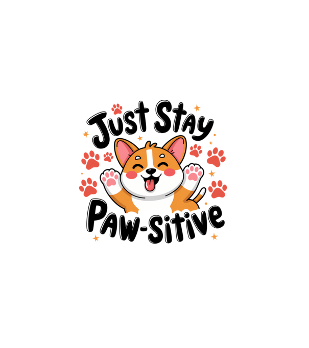 Just Stay Paw-sitive Alb model alb pe tricou