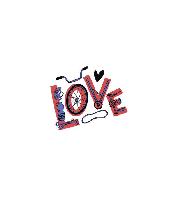 Love Bicicletă model alb pe tricou