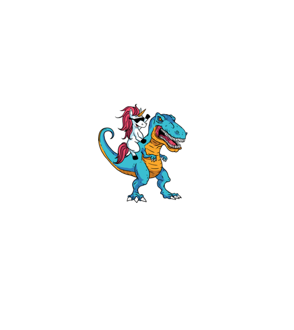 Unicorn cu dinozaur tricou amuzant model negru pe tricou