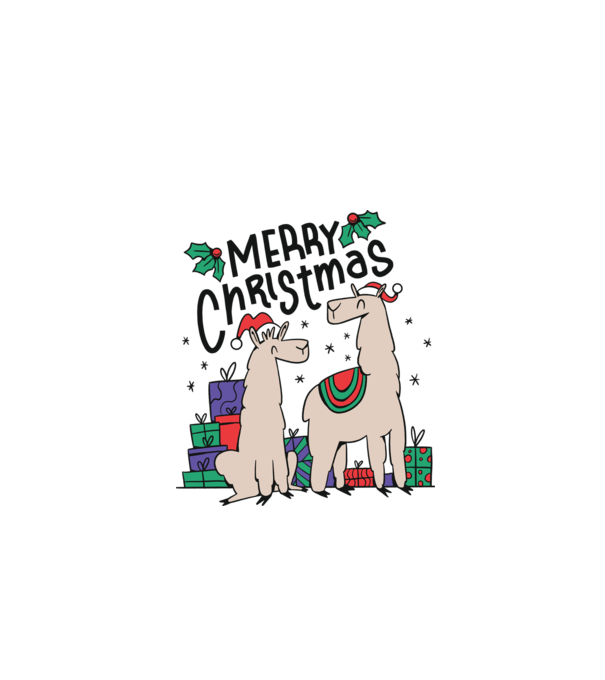 Alpaca de Crăciun model alb pe tricou
