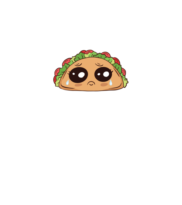 Taco trist model alb pe tricou