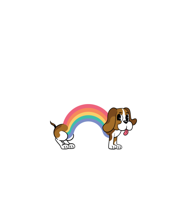 Beagle curcubeu model nisipiu pe tricou
