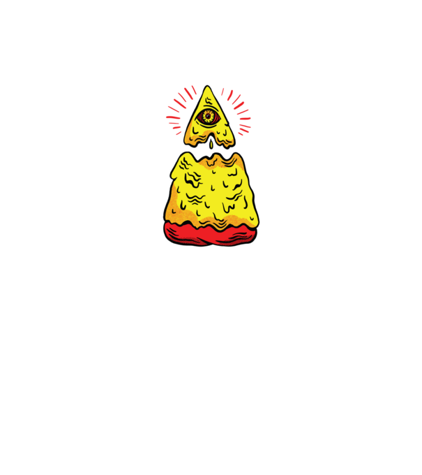 Illuminati Pizza model negru pe tricou