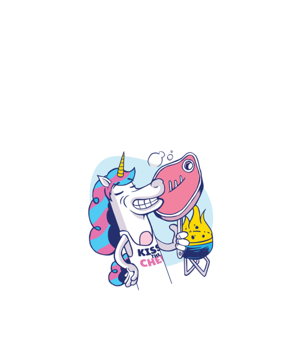 Unicorn Steak BBQ model alb pe tricou