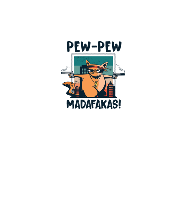Pew Pew Pew Madafakas Pisică dark model alb pe tricou
