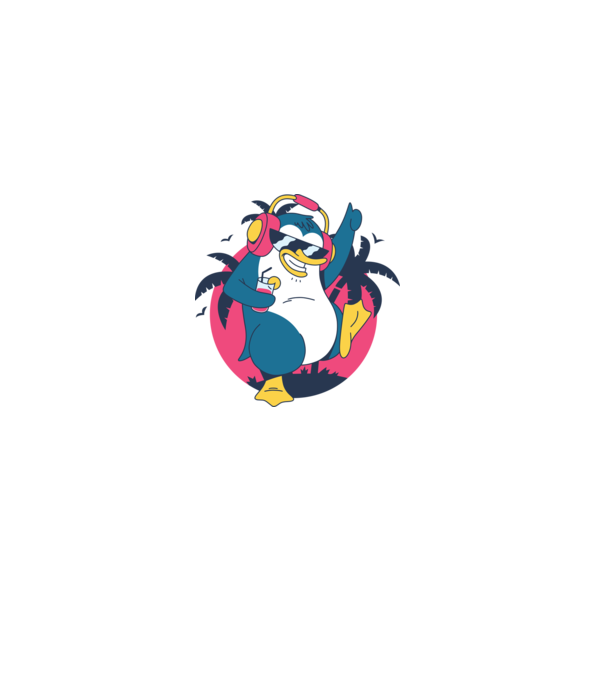 Pinguin de Petrecere model albastru deschis pe tricou