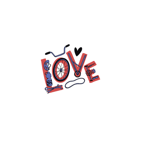Love Bicicletă model alb pe tricou