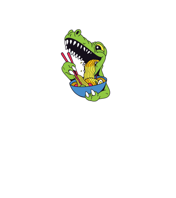 T-rex Ramen model roșu pe tricou